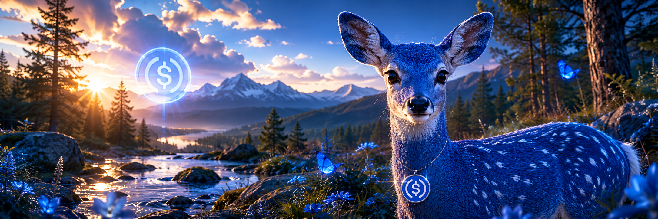 A blue doe in a twilight wilderness